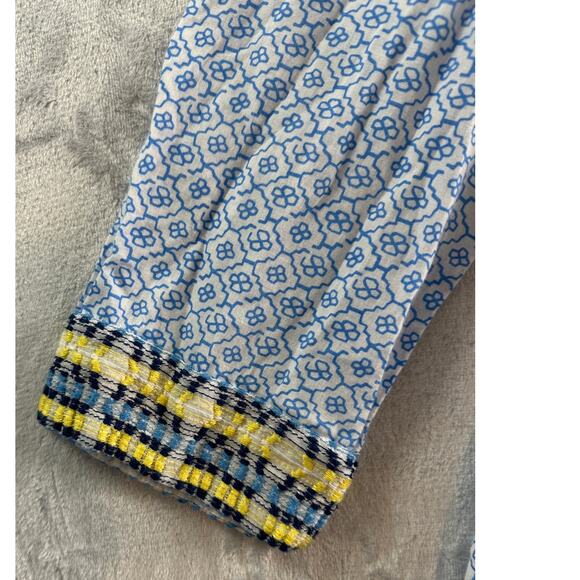 J. McLaughlin Embroidered Paget Tunic Top – Blue & Yellow – Size M - Picture 6 of 7